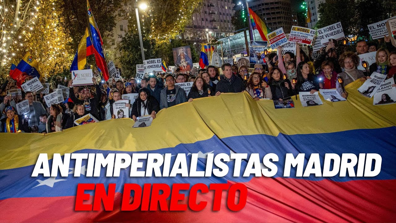 EN DIRECTO: Protesta en la embajada de EEUU en Madrid contra la 'agresión imperialista' a Venezuela