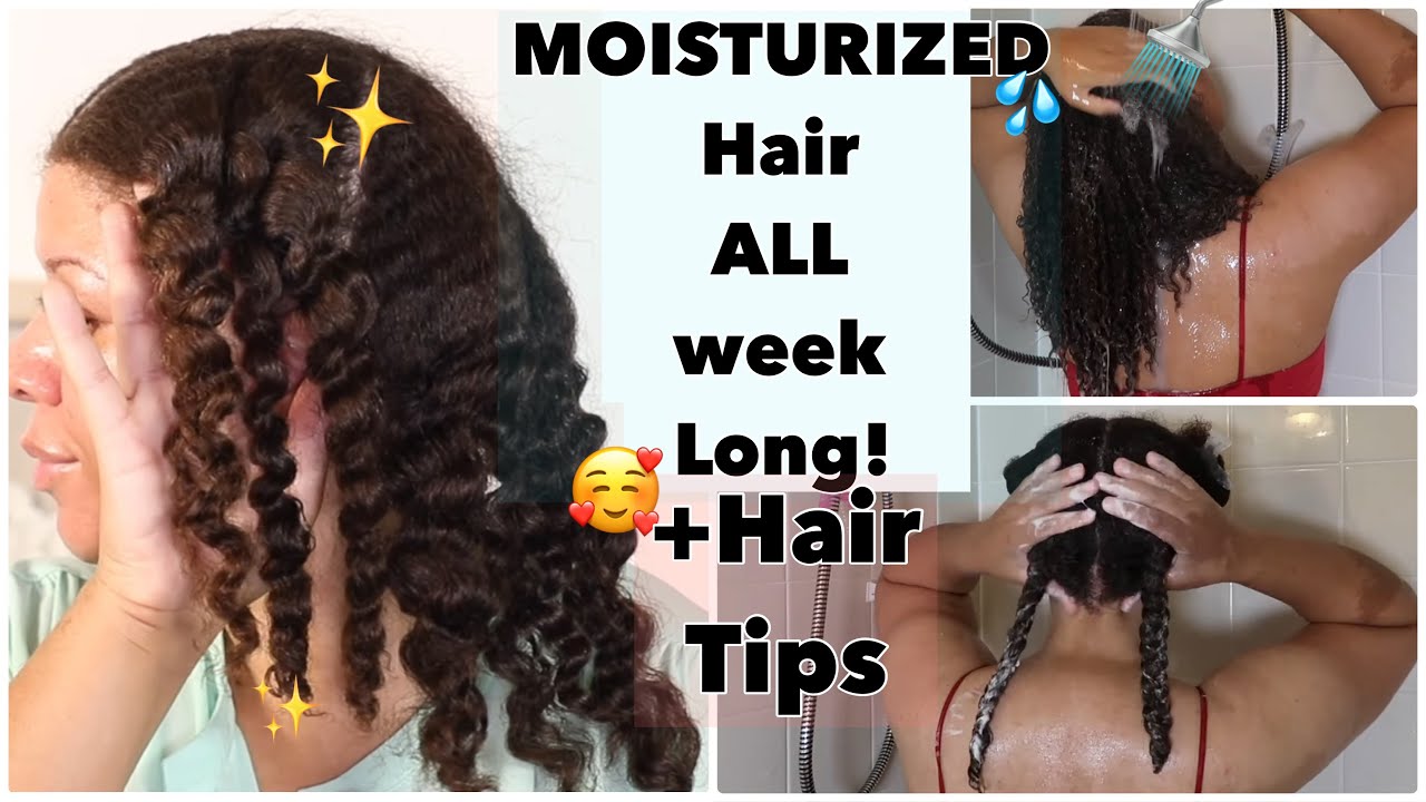 Keeping Hair MOISTURIZED ALL Week Long 💦 Moisturizing Wash Day➡️Simple Protective Style🥰➕Hair Tips