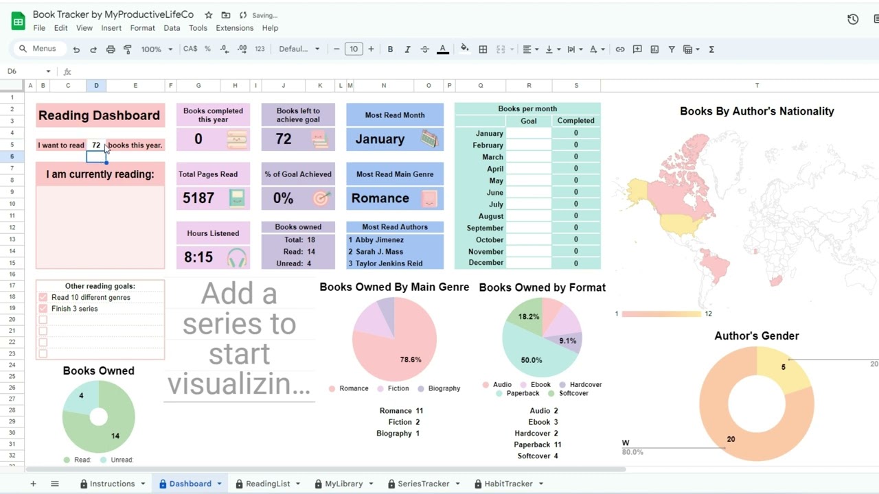 Plan Your Reading Goals with the Book Tracker & Reading List  #spreadsheets #googlesheets