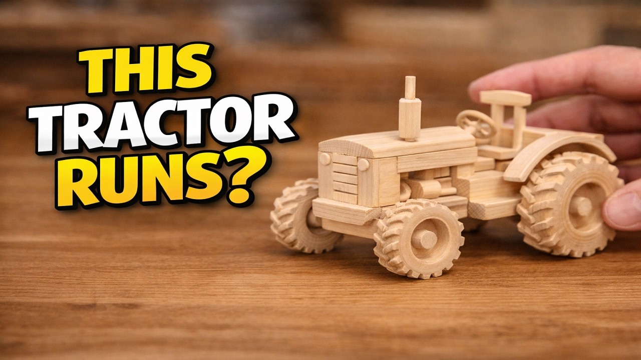 This Wooden Tractor Runs — Built from Raw Wood