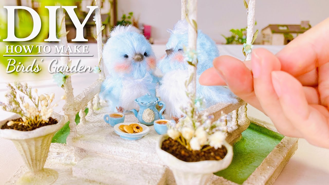 DIY🕊小鳥のガーデン作り｜Making a little bird garden out of Styrofoam｜original  dollhouse #3