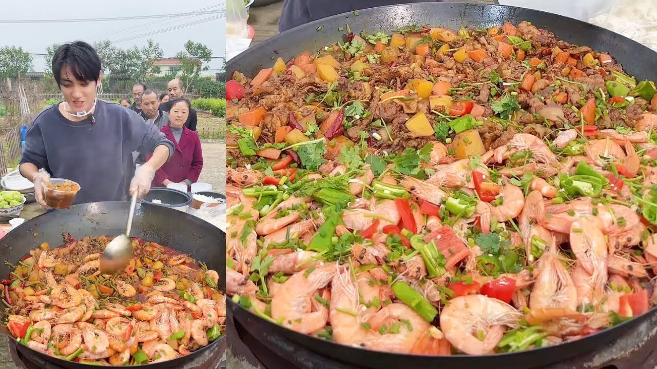 A Handsome Chinese Man 👨‍🍳 Offers Free Shrimp Dinner to Left-Behind Elderly in the Countryside 🍤❤️👍
