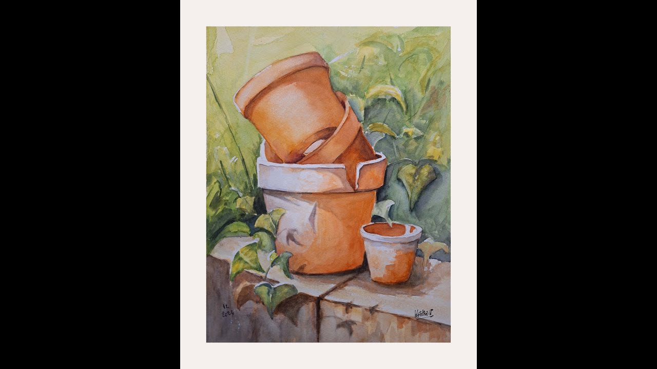 Pas à Pas de Joël Simon- Pots empilés - L'Atelier de Proxy - Aquarelliste