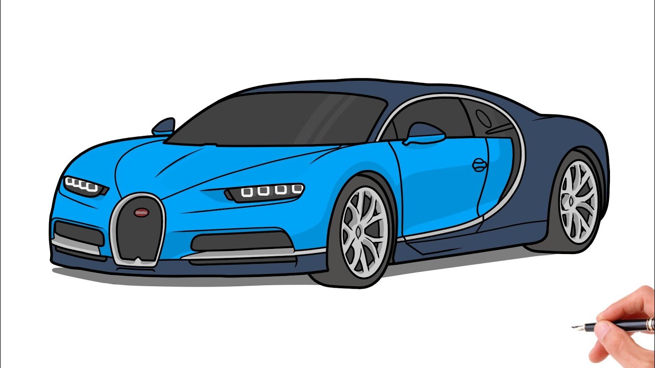 How to draw a BUGATTI CHIRON 2016 / drawing Bugatti Chiron 2017 sports car