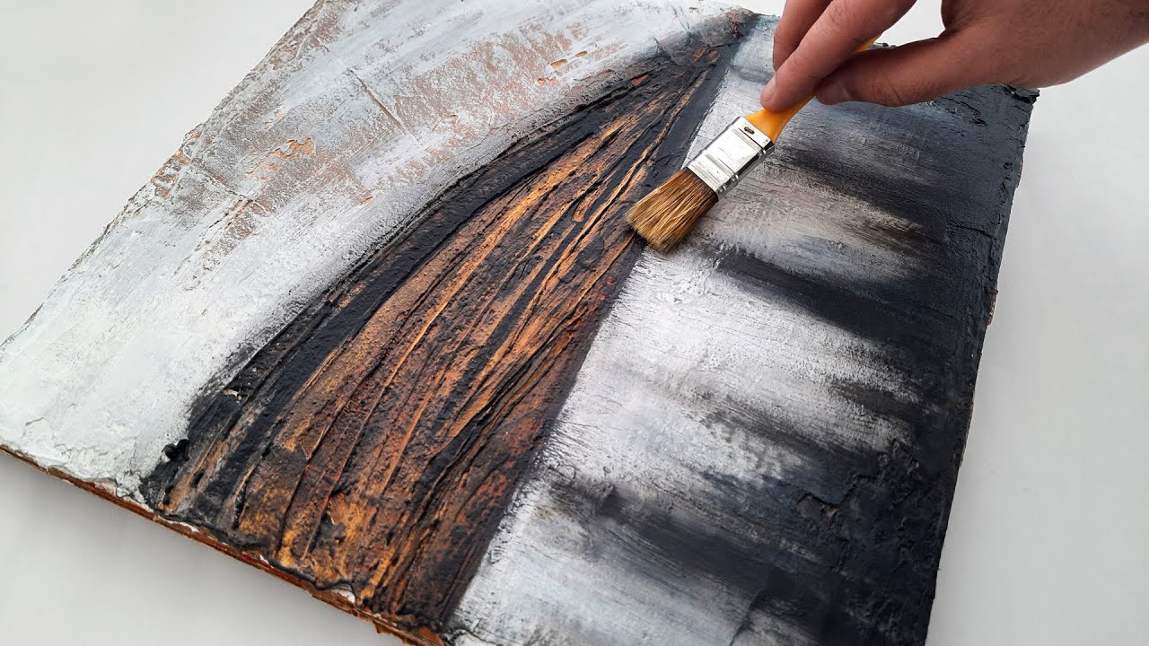 Anyone Can Do! DIY Easy Black,Gold Abstract Acrylic Painting Step by Step Tutorial - Art Therapy