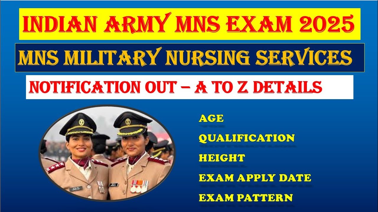 INDIAN ARMY MNS EXAM 2025 || MILITARY NURSING SERVICE || NOTIFICIATION OUT 🔥