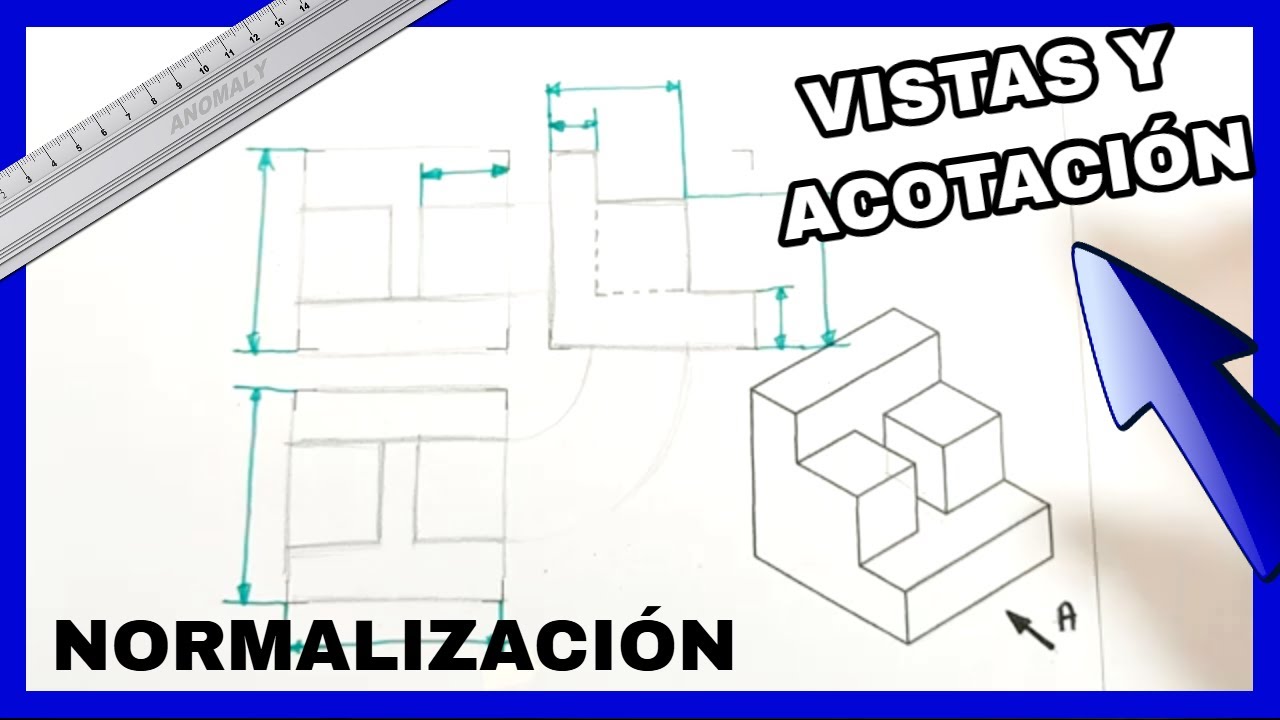 Vistas y acotación 👉Pieza fácil de caras ortogonales