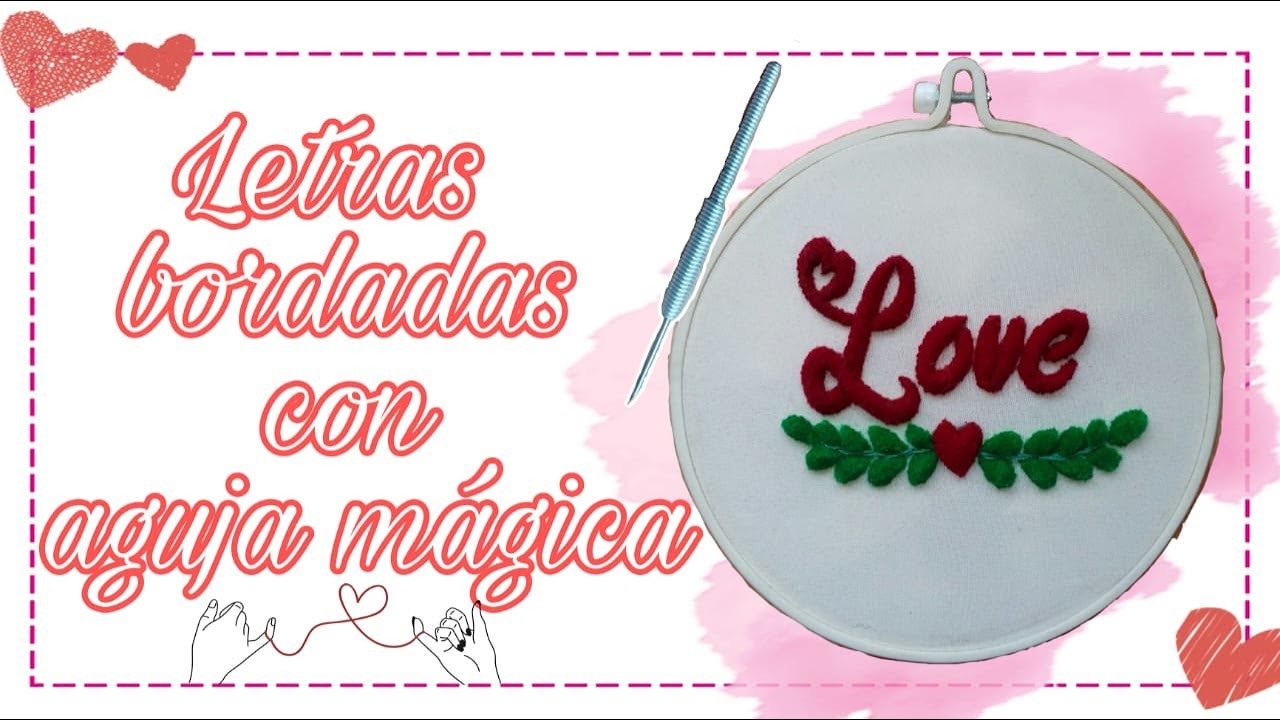 Letras bordadas con aguja mágica en alto relieve | San Valentín (Love❤️)