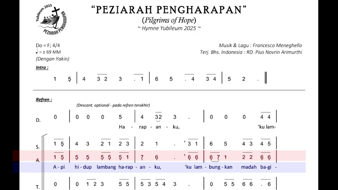 Alto Peziarah Pengharapan 4 suara (Himne Tahun Yubelium 2025)