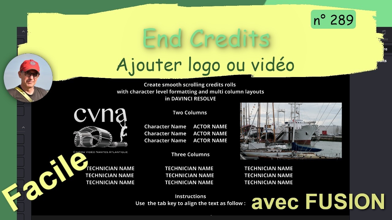 Davinci Resolve : Ajouter un logo ou une vidéo à  End Credits