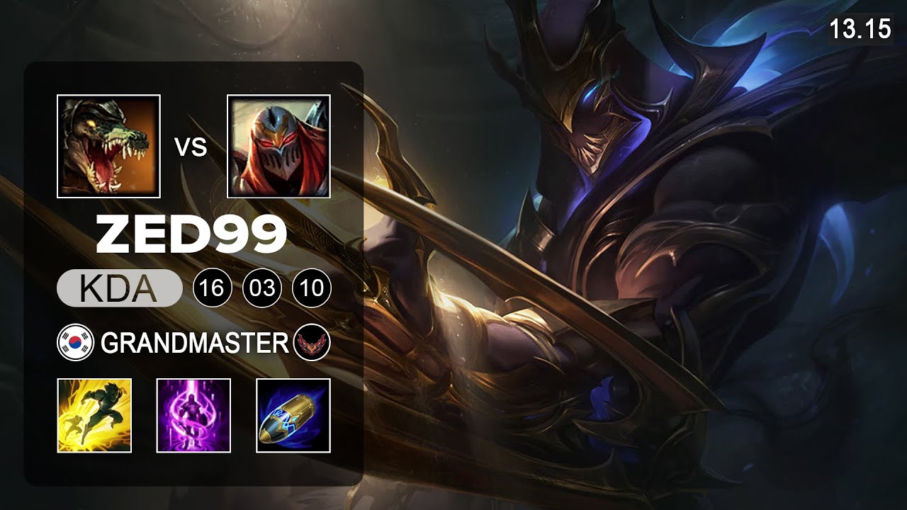 ZED99 Zed vs Renekton Mid - KR Grandmaster - Patch 13.15 Season 13