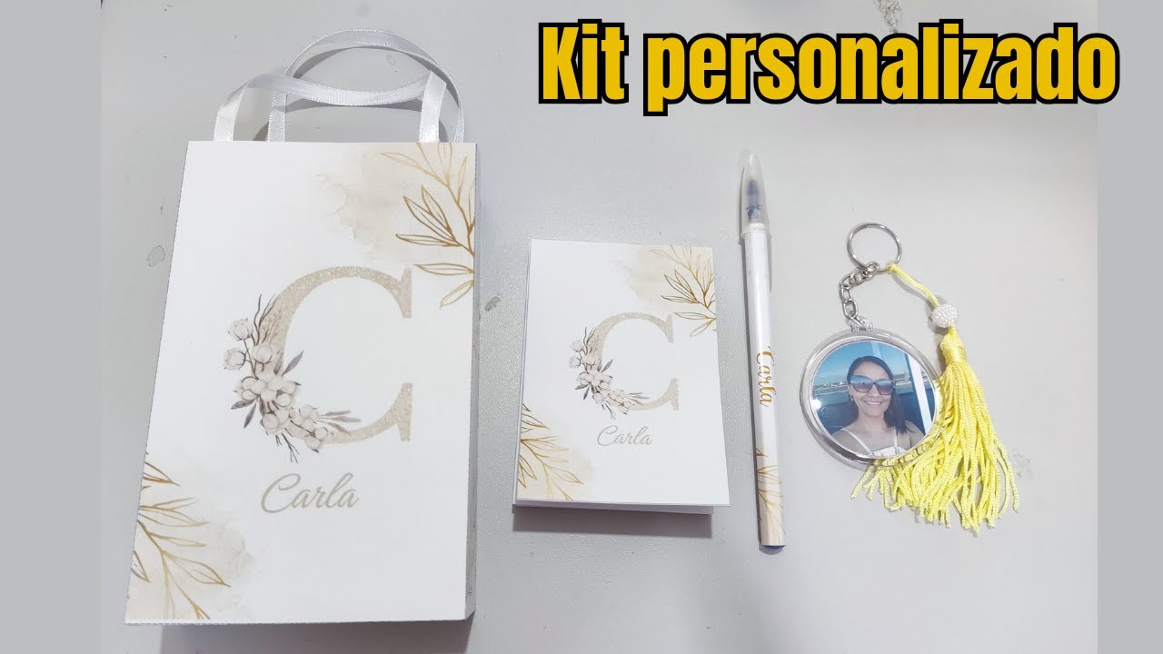 Como fazer um kit, bloquinho, caneta, chaveiro e sacolinha personalizados