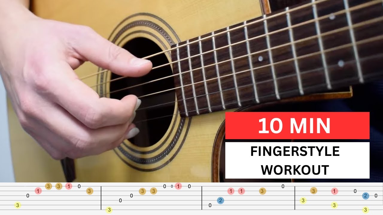 10 MIN FINGERSTYLE GUITAR WORKOUT - Fingerpicking patterns, TAB & more!