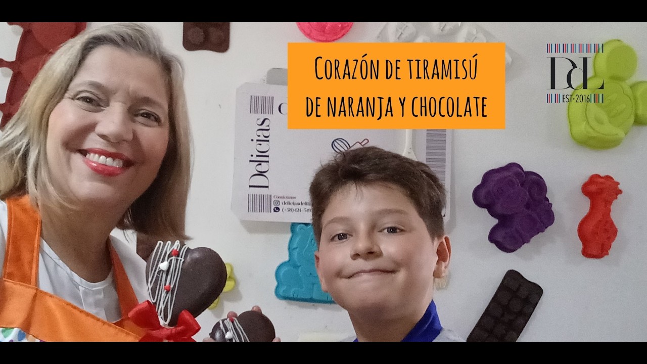 Corazón de tiramisú de naranja y chocolate