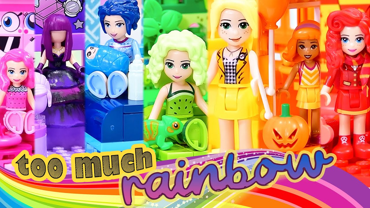 Too Much Rainbow 🌈 All the rainbow single colour build challenges (plus pink) LEGO compilation
