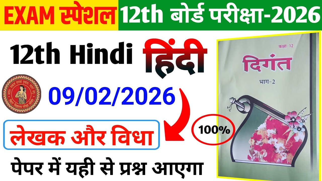 Class 12 Hindi लेखक और विधा 2026 | Hindi Important Question Answer Class 12th Bihar Board