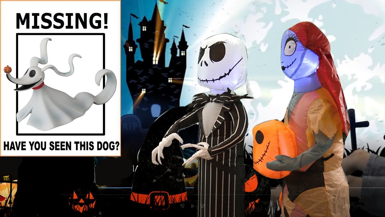 🎃Zero Is Missing! The Nightmare Before Christmas Halloween Town Adventure | Inflatable Jack & Sally