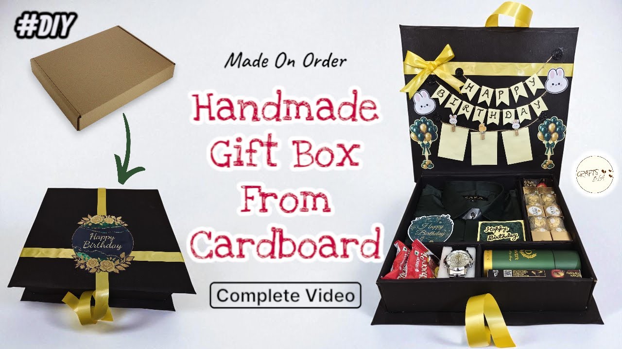 Handmade birthday gift box from cardboard 🎁| birthday hamper for him | birthday crafts ideas #diy