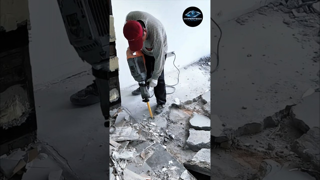 Heavy-Duty Floor Demolition: Industrial Jackhammer in Action