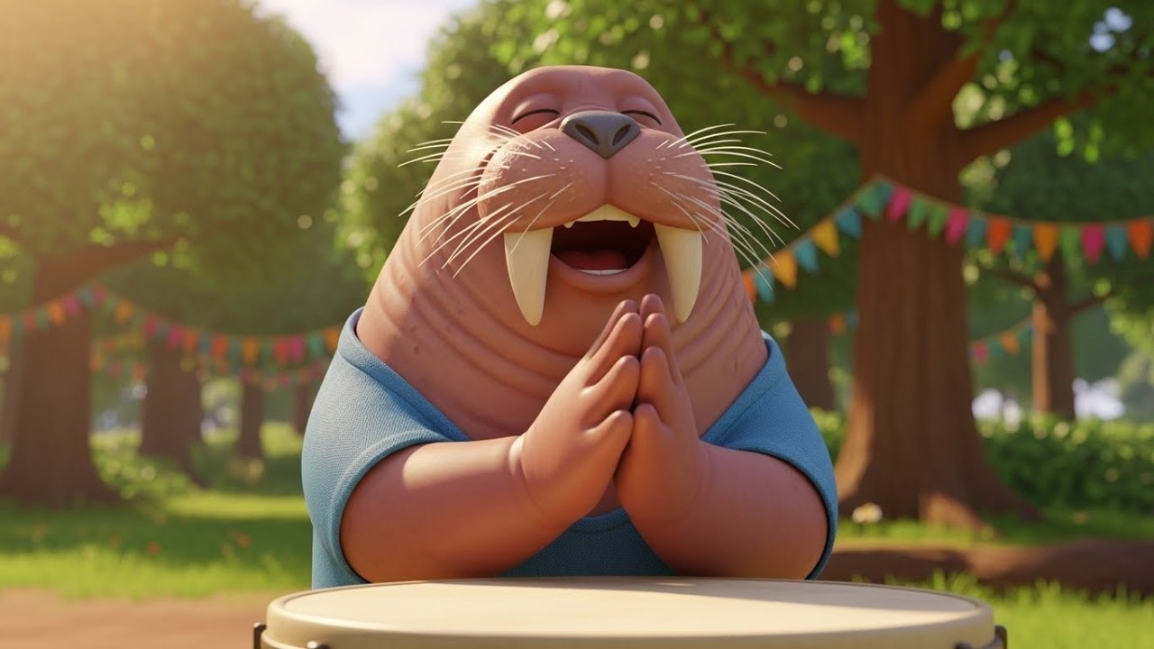 Морж Уолли играет на барабане «Бум-Бум» 🦭🥁❄️ | Мультфильм для детей и весёлые приключения