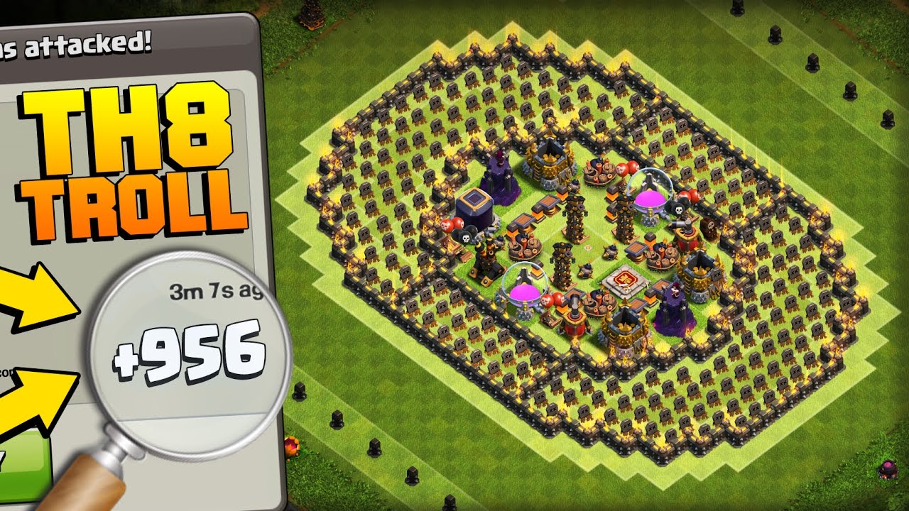 Clash of Clans | PHENOMENAL TH8 TROLL BASE | The Colosseum | +900 CUPS IN 1 DAY!! COC GAMEPLAY 2017