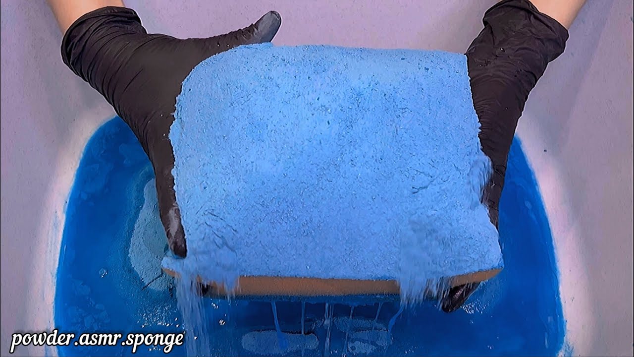 Aquamarine powder, water and colored laundry gel 🙌Squeezing sponges asmr