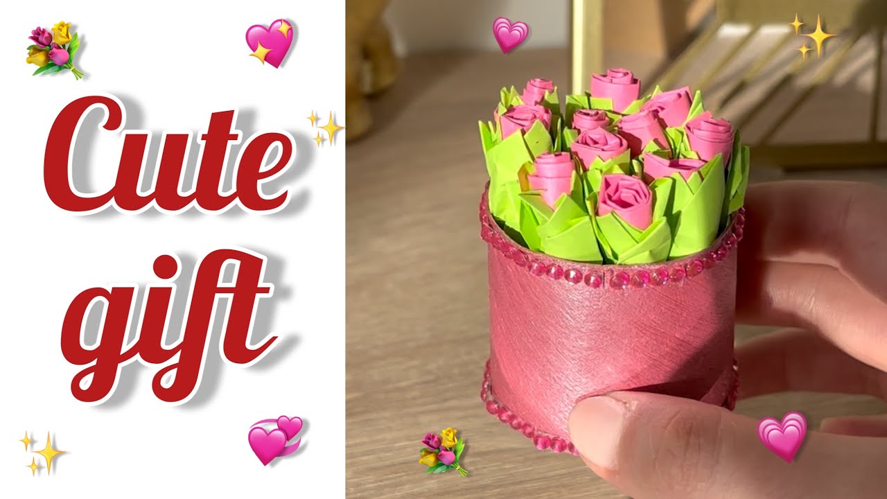 CUTE GIFT | EASY PRESENT IDEA | EASY FLOWERS MAKING WITH PAPER 💐💖