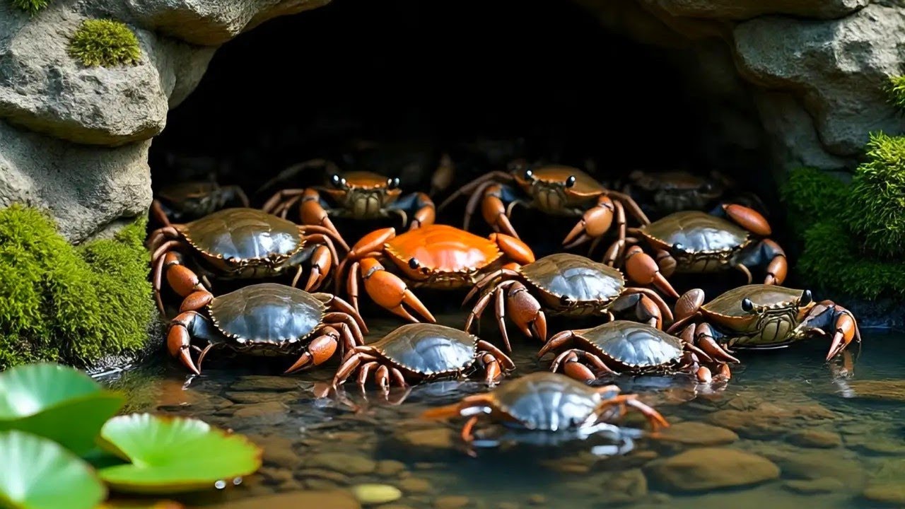 Bongkar Tumpukan Batu dan Tangkap Banyak Kepiting Sungai