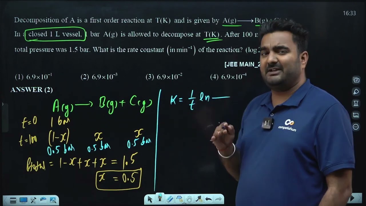 Decomposition of A is a first order reaction a 21 JAN 2026 SHIFT-2 JEE MAIN PYQ