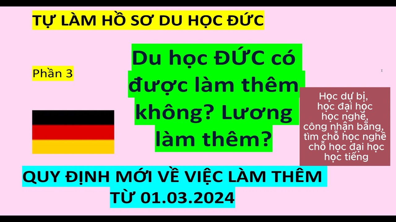 Tự làm hồ sơ du học Đức | Quy định làm thêm ở Đức 2024