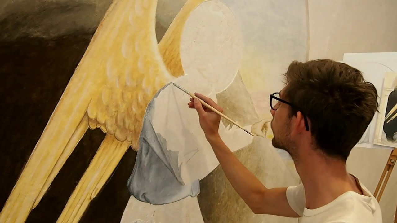 Atelier les toiles du Matin vœux 2020, la technique de la fresque.