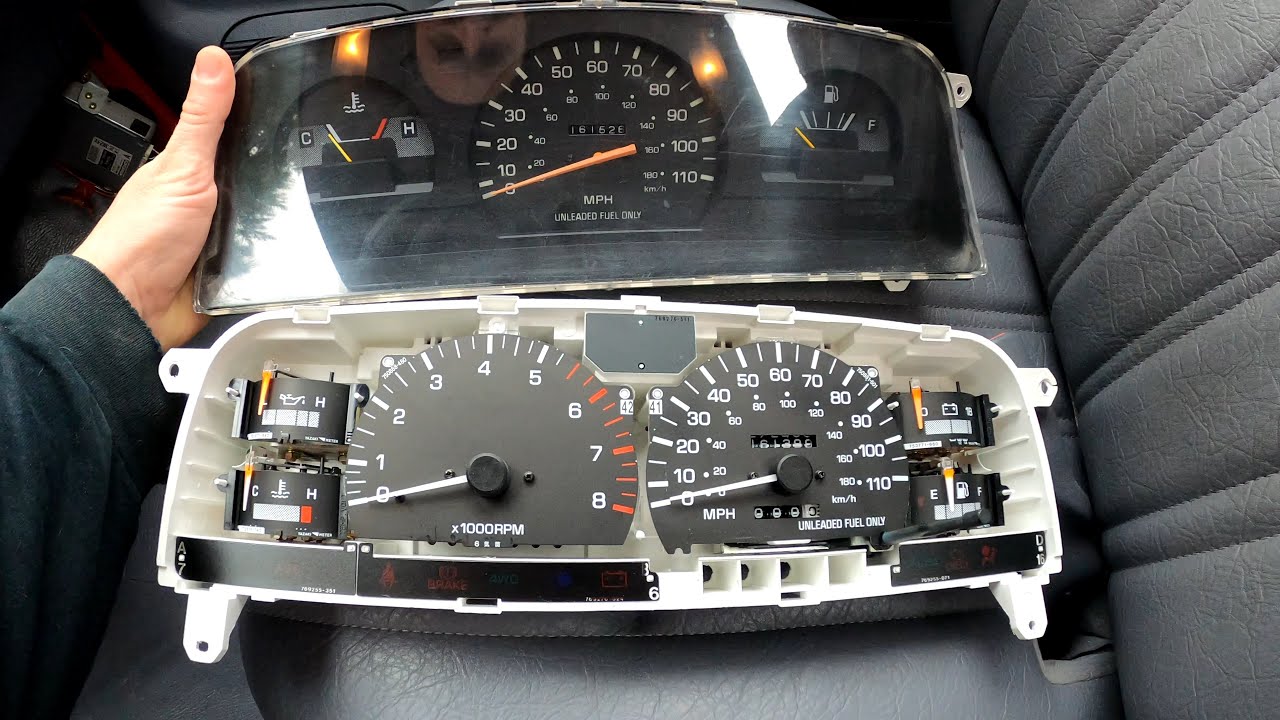 Toyota T100 instrument cluster swap, to SR5 gauges