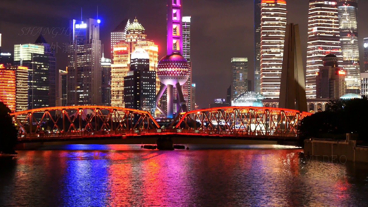 上海灘 外白渡橋夜景-02-自然音樂系列-(4K video)-Shanghai Bund waibaidu bridge Night Scene