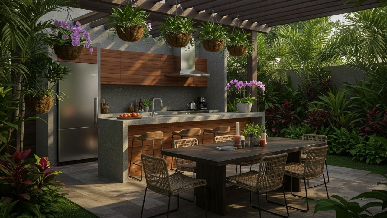 Modern Tropical Outdoor Kitchen & Dining Reveal! | Entertain in Paradise at Home 🌴✨