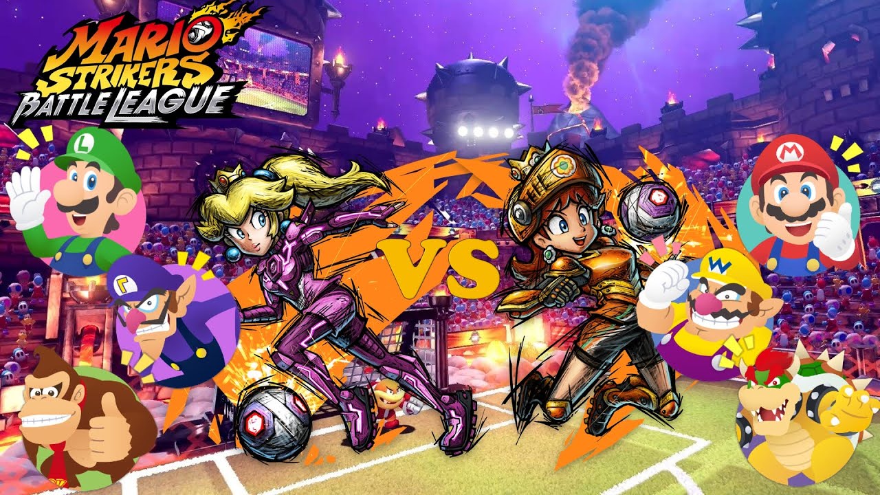 Mario Strikers: Battle League - Team Peach vs Team Daisy - Lava Castle