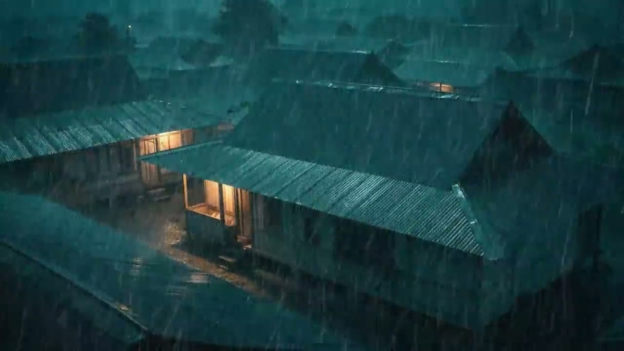 No Ads Rain Sounds for Sleeping – Tin Roof Thunder & Rain ASMR for Full Night Deep Rest