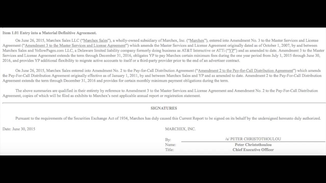 Explanation of New Marchex 8-K SEC Filing
