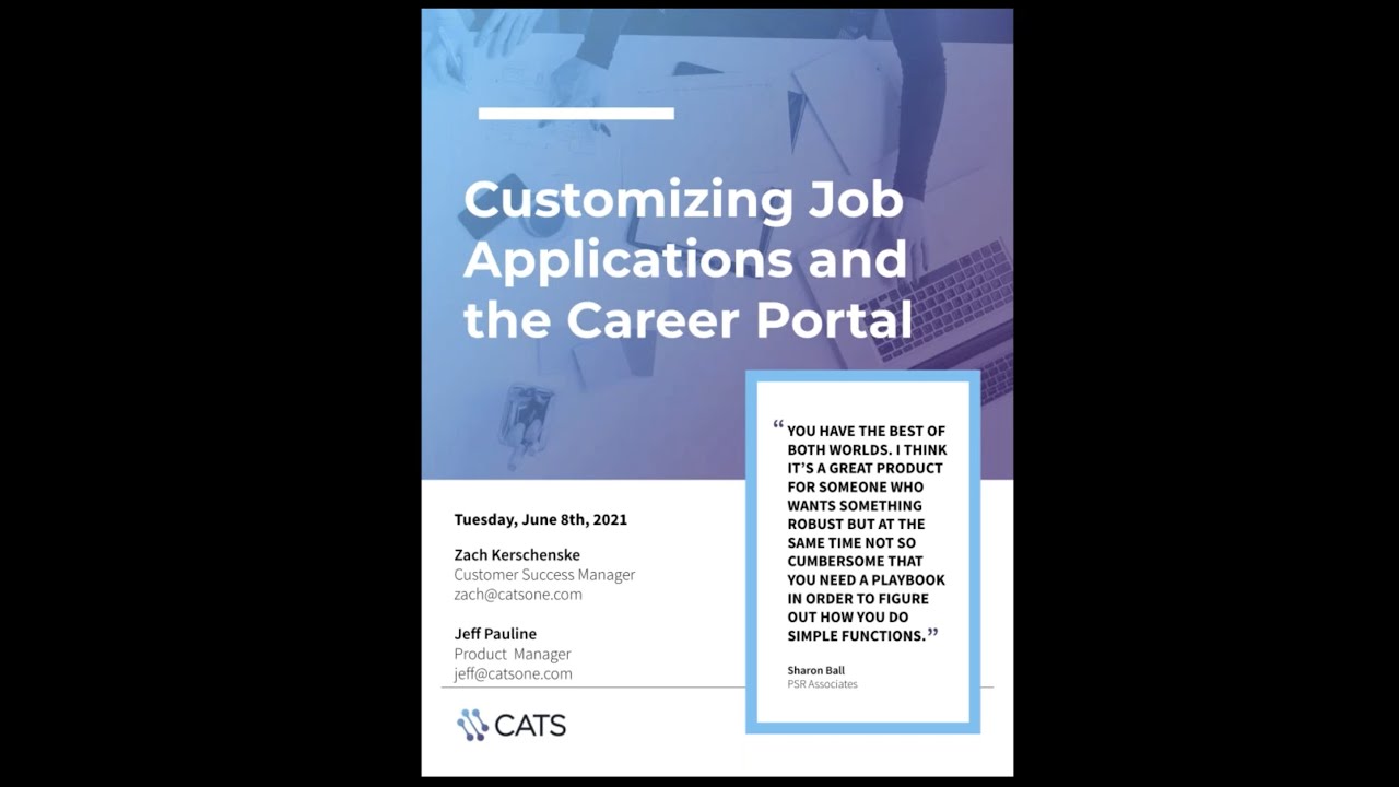 Webinar - Customizing Job Applications and the Career Portal