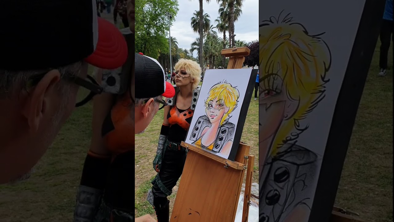 Her reaction was truly sweet. Cartoon Portrait at Comicon Napoli 2023