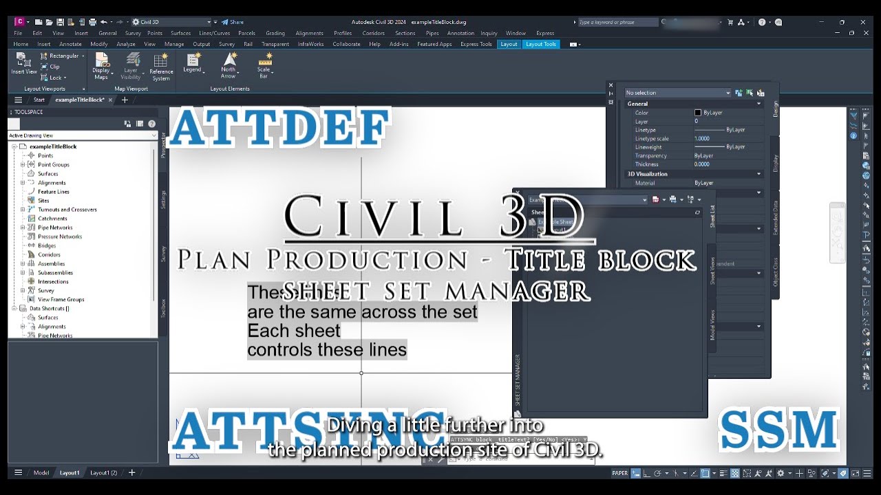 Civil 3D - Setting up a title block with dynamic fields for plan production #civil3d