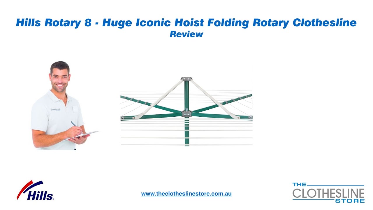 Hills Hoist 8 Line Folding Clothesline - Folding Head Hills Rotary Hoist 100559 & 100560