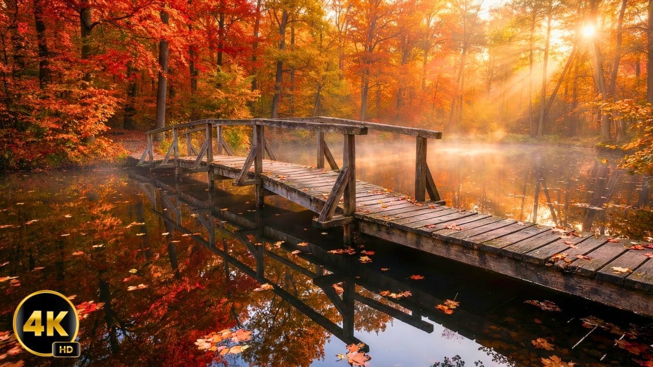 Fall Forest Walk 4K 🍁 Relaxing Nature Walk • Autumn Ambience & Stress Relief Sounds #HDR #4K