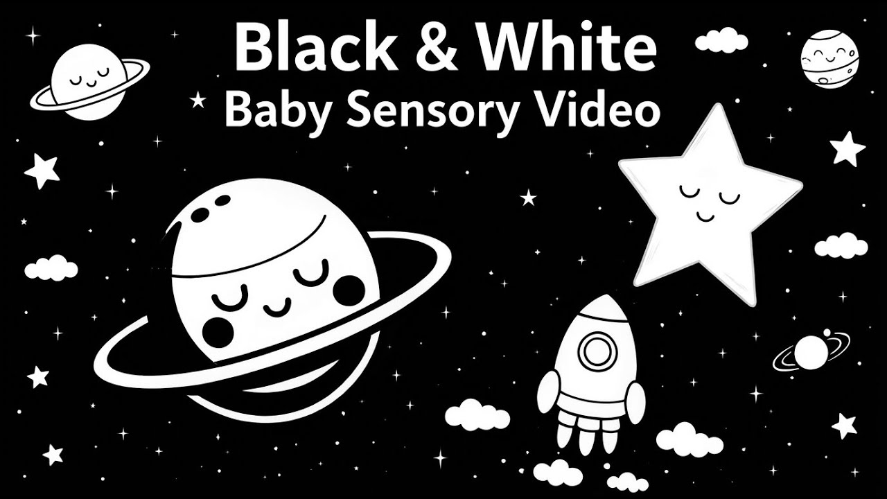 Black & White Baby Sensory Video | High Contrast Calm for Newborns | Gentle Space Drift