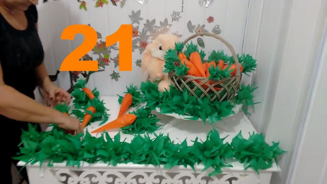 Aula 21 - Decoração de Páscoa em papel de seda (cenouras)