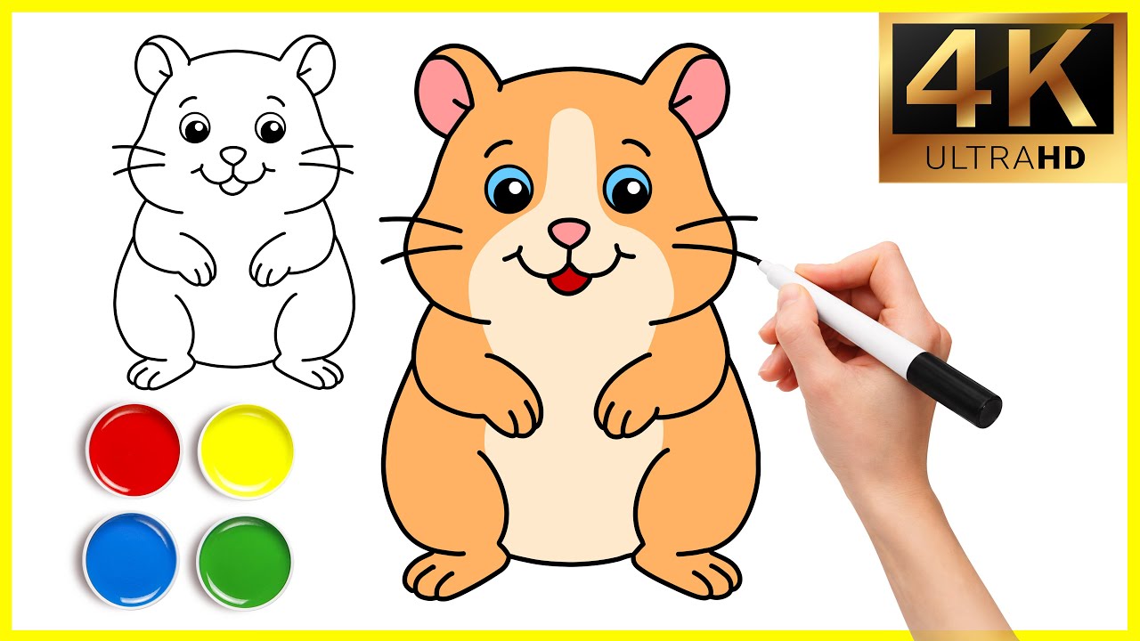🐹✏️ Easy Cute Hamster Drawing for Kids | Simple Step-by-Step Hamster Drawing 🎨✍️