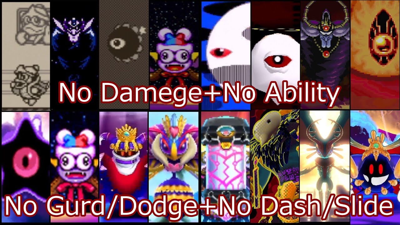 【星のカービィ】初代式ノーダメすっぴん縛りでメインシリーズラスボス全撃破/ALL Kirby Main series FInal Bosses  No Damege&Abilities+α