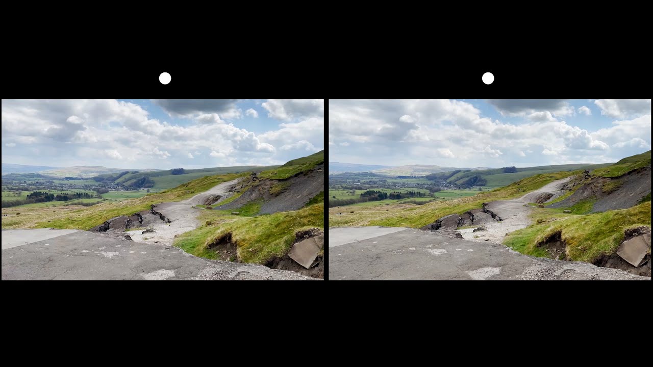 Day 38 - 3D Stereoscopic film - The old road to the Hope Valley broken up by the Mam Tor landslide