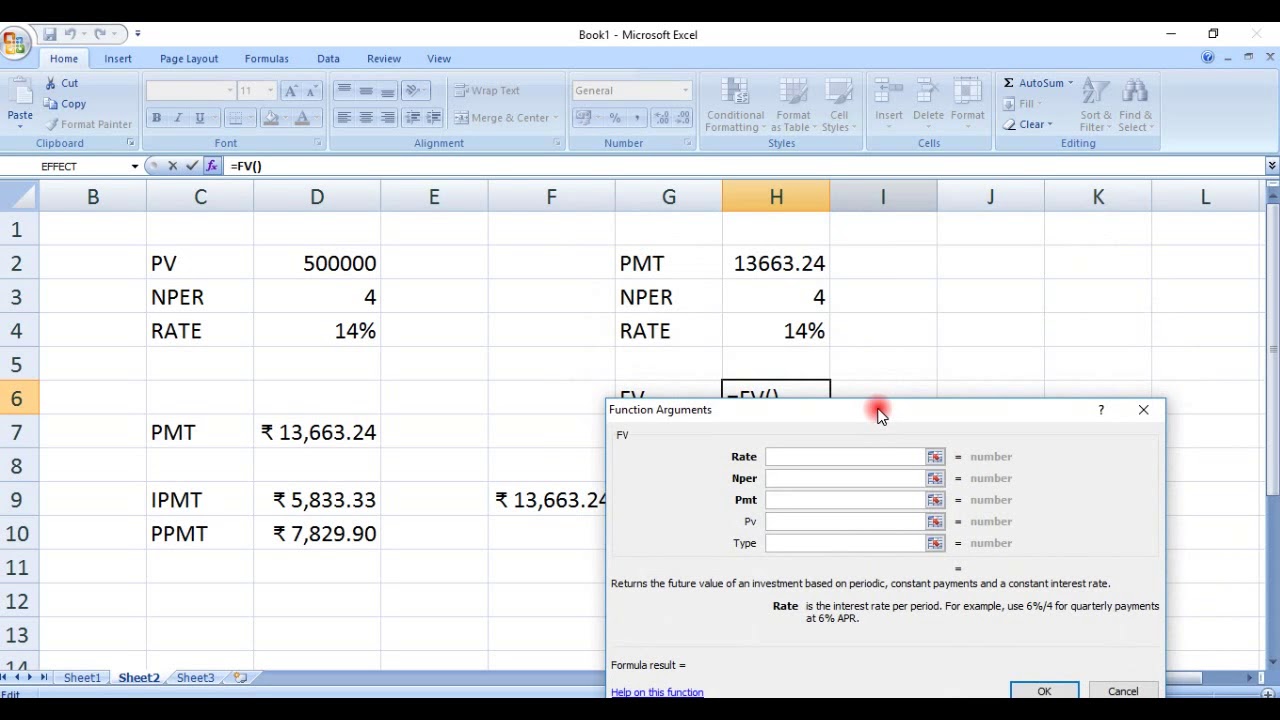 FINANCIAL FUNCTION  IN EXCEL - PMT,PV,FV,NPER ,RATE,IPMT,PPMT ( HOW TO USE) IN HINDI
