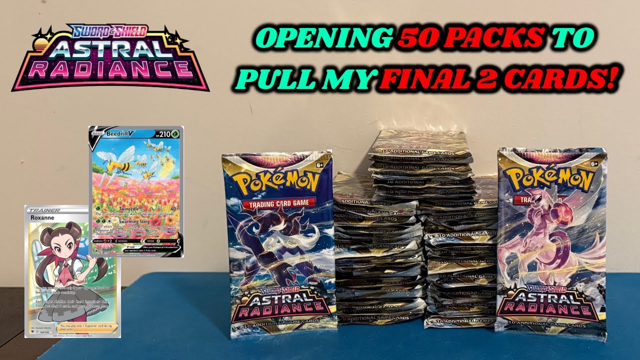 Opening 50 PACKS of ASTRAL RADIANCE to try and pull my FINAL TWO CARDS!! (pokemon card opening)
