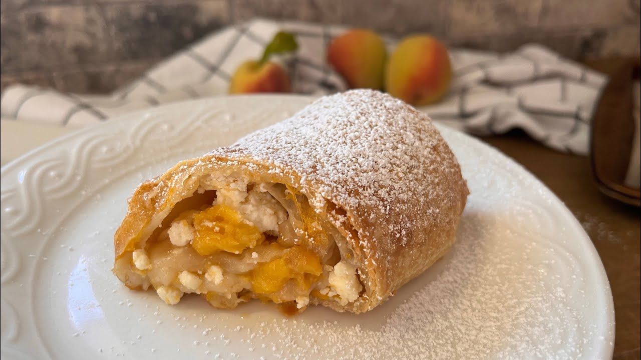 PEACH STRUDEL RECIPE | How to Make Strudel with a Peach and Ricotta Filling | Breskov Štrudelj